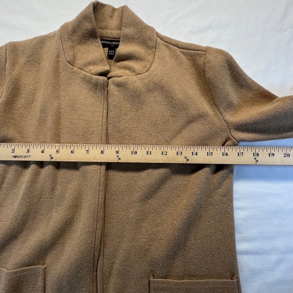 Banana Republic Women's XXS Tan Knit Collarless Open Front Cardigan Blazer - Picture 10 of 16